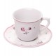 Xícara 90ml Avulsa de Café com Pires Florescer Rosa Cerâmica
